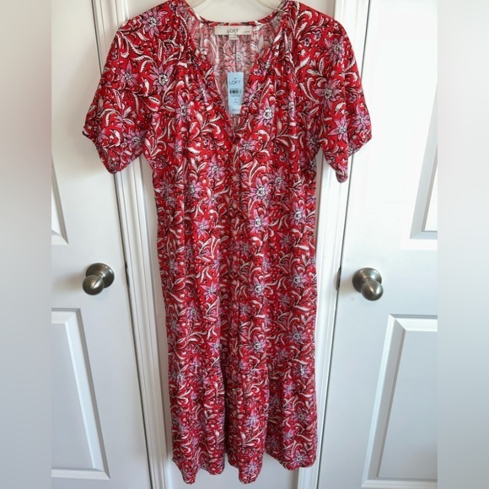 NWT  LOFT button down,‎ floral dress - sz SMALL Petite